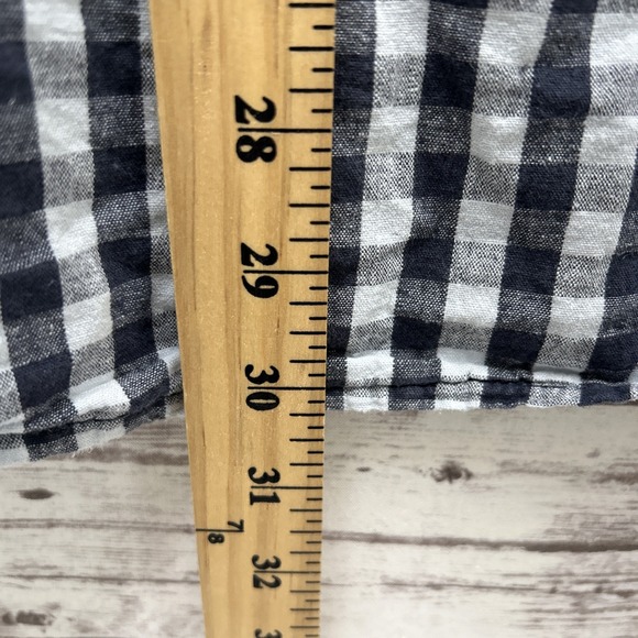 14th & Union Trim Fit Short Sleeve Linen Blend Button-Down Shirt Check Men's XL - Picture 6 of 8